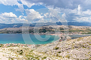 View of Pag town from the mountains