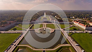 View of the palace and park ensemble Nymphenburg in Munich.