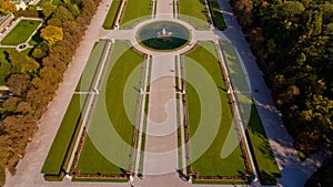 View of the palace and park ensemble Nymphenburg in Munich.