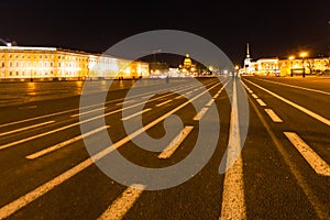 view of Palace Square in Saint Petersburg in night