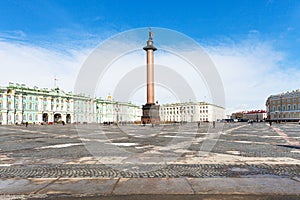 view of Palace Square in St Petersburg in spring
