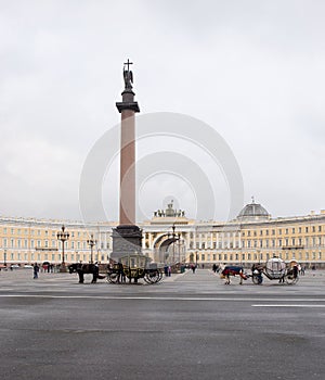 View of the Palace square in St. Petersburg. Spring. Russia.