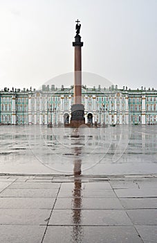 View of Palace Ssquare at rainy day.