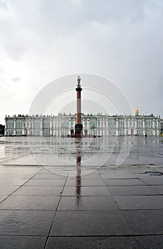 View of Palace Ssquare at rainy day.