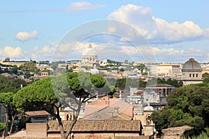 View from the Palatine Hill at Rome and the Papal Basilica