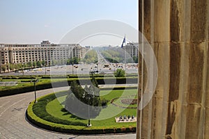 View from Palatul Parlamentului Palace of the Parliament to Bulevardul Unirii, Bucharest