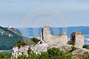 View of the Palava protected area in southern Moravia. Ruin Sirotci hradek