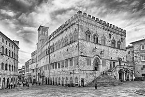 View of Palazzo dei Priori, historical building in Perugia, Ital