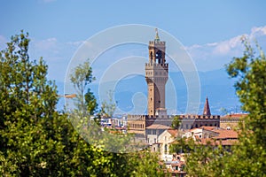 View of the Palazzo della Signoria tower, Florence