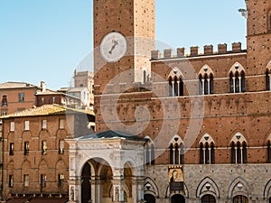 View on the Palazzo Pubblico, Siena, Italy