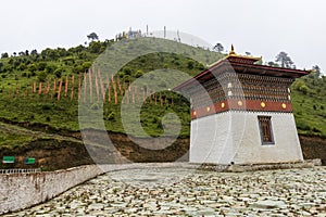 View of Palela Chorten at Pele La Pass in Bhutan.