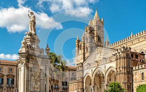 View of Palermo Cathedral with Santa Rosalia statue, Sicily photo