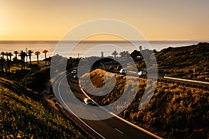 View of Palos Verdes Drive at sunset, in Rancho Palos Verdes photo