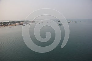 View of Pamban bridge in Rameshwaram. First indian bridge, which connects Pamban island in India.