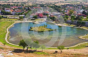 View of Pamukkale town, Turkey