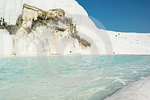 View of the Pamukkale, Turkey. Sights of Turkey - white mountain