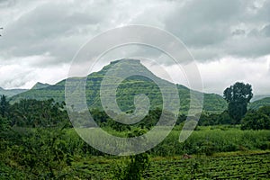 View of a Pandav Garh (fort) in rainy season photo