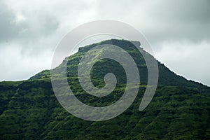 View of a Pandav Garh (fort) in rainy season photo