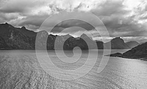 View of the panorama with the Segla mountain, Norway.