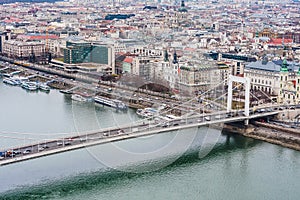 View of Panoramic view of the city of Budapest and the Danube from Gellert hill