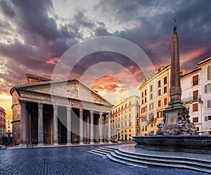 View of Pantheon in the morning. Rome. Italy.