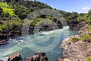 View of the Paranapanema river rapids, called Garganta do Diabo in the city of Piraju photo