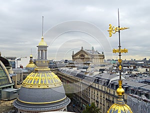 View of Paris, aerial view, on a city street in Paris, France, deserted, no tourists, self-isolation,