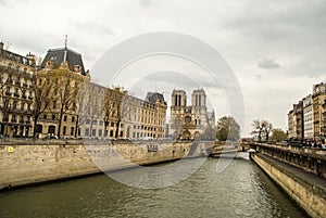 View of Paris, in the background, Notre Dame