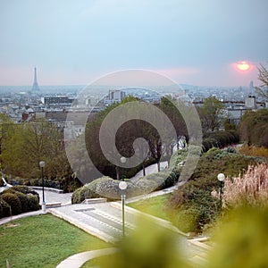 View of Paris and from Belleville par