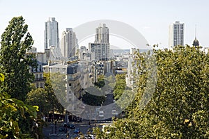 A view of Paris from the Buttes-Chaumont Park Paris France.