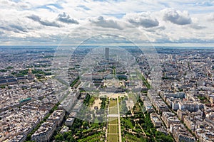 View of Paris, the Champ de Mars from the Eiffel tower