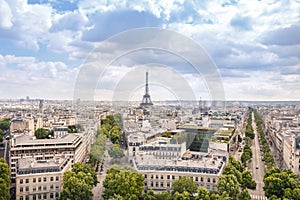 View of Paris city with cloudy blue sky, France