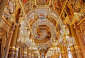 The Palais Garnier, Opera of Paris, interiors and details