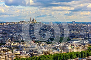 View of Paris, the hill Montmartre and the Sacre C