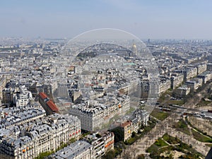 View of Paris skyline with the Eiffel tower in the distance