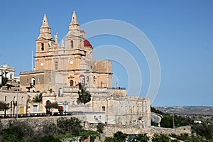 View of the parish church of Mellieha in Malta