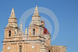 View of the parish church of Mellieha in Malta