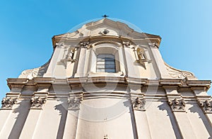 View of the parish church of San Lorenzo in Ligornetto, district of the city of Mendrisio, Switzerland