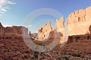View of Park Avenue in Arches National Park