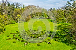 View of a park behind the archbishopÂ´s palace in Kromeriz, Czech republic....IMAGE