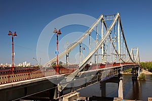 A view of a park bridge and river Dnieper..