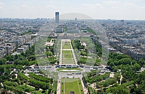 View of Park du Champ de Mars from the Eiffel tower