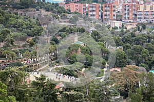 View of Park Guell in Barcelona, Spain