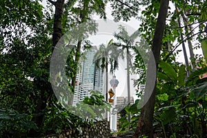 View from the park to the Menara Tower in Kuala Lumpur