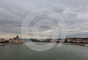 View of the Parliament building in Budapest . Hungary