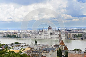 View on Parliament from Castle Hill. Budapest. Hungary