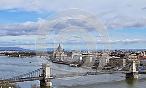 View of Parliament and Chain Bridge from Buda Castle, Hungary