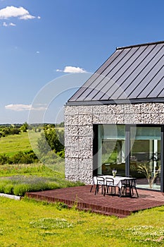 Stoned modern house with terrace