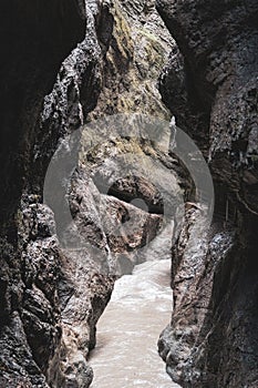 view on the partnachklamm (partnach gorge) near garmisch-partenkirchen, bavaria, germany