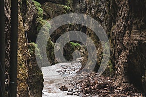 view on the partnachklamm (partnach gorge) near garmisch-partenkirchen, bavaria, germany